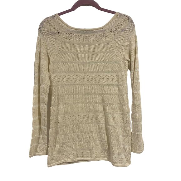 Tommy Bahama Pointelle Striped Lightweight Cream Sweater Size S - Picture 5 of 7